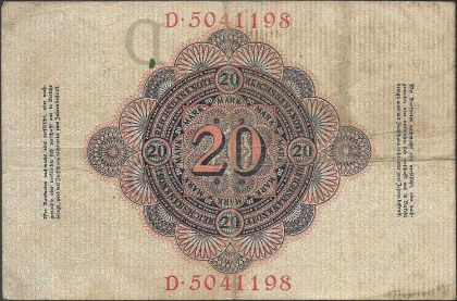 20  / 1908 / -31 / 1908  1908 : Reichsbanknote,  