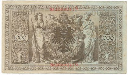 1,000  / 1910 / -44 b/3 / 1910  1910 : Reichsbanknote,  