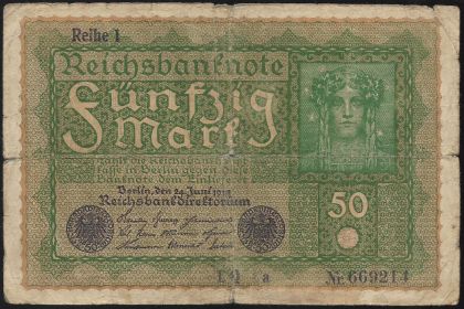 50  / 1919 / -66/1 / 1915-1919  1915-1919 : Reichsbanknote,  